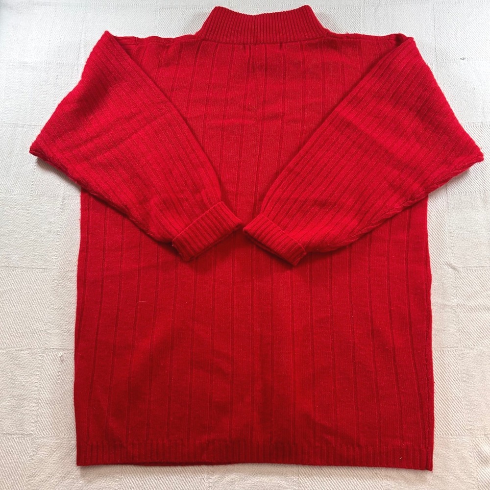 VTG Petite Sophisticate Red Lambswool Angora Cable Knit Mock Neck Sweater Small - Picture 3 of 5